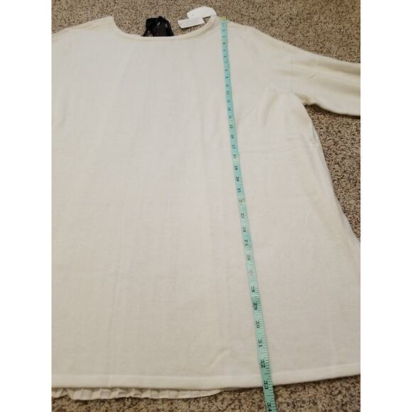 Soft Surroundings 3X Pleated Back Reserva Sweater Ecru Ivory~Black Ribbon ~ New! - Picture 5 of 9